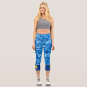 Leggings Capri Pickleball Design Blue Tie Dye Motif personnalisé (Recto)