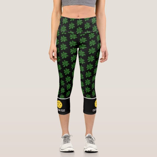 Leggings Capri Pickleball Design Funny Lucky 4 Leaf Clover Person (Recto)