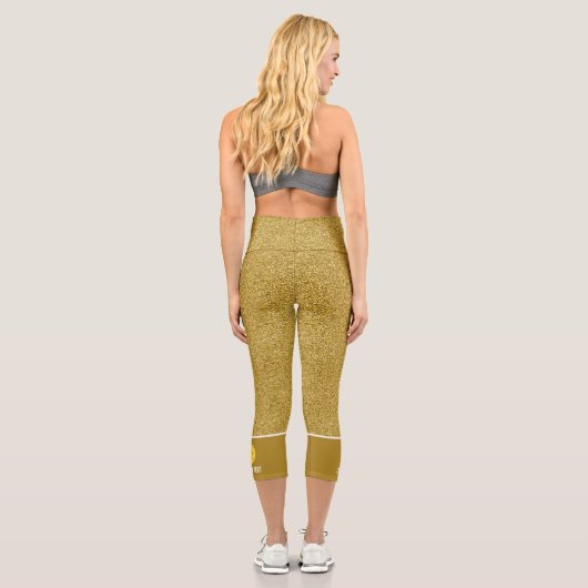 Leggings Capri Pickleball Design Gold Parties scintillant Imprime (Verso)