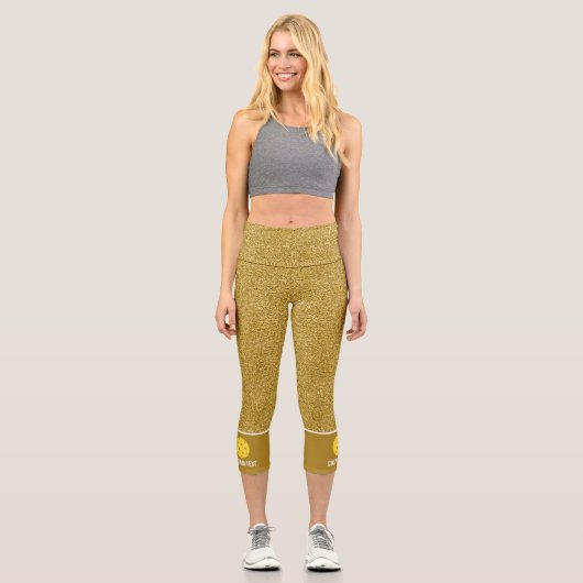 Leggings Capri Pickleball Design Gold Parties scintillant Imprime (Recto)