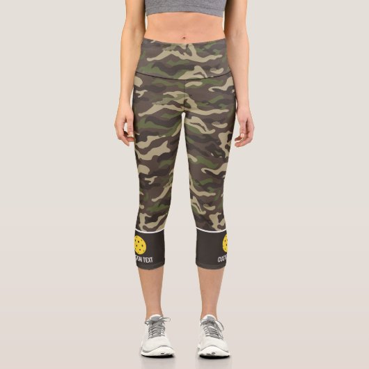 Leggings Capri Pickleball Imprimer Caméra vert Motif Texte person (Recto)