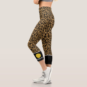 Leggings Capri Pickleball Imprimer Jungle Animal Motif Texte pers