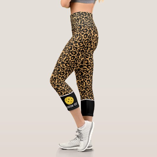 Leggings Capri Pickleball Imprimer Jungle Animal Motif Texte pers (Gauche)