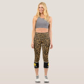 Leggings Capri Pickleball Imprimer Jungle Animal Motif Texte pers (Recto)