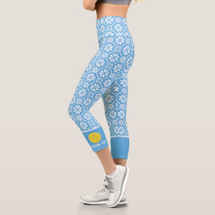 Leggings Capri Pickleball Imprimer mignon Hiver Snowflake Texte p