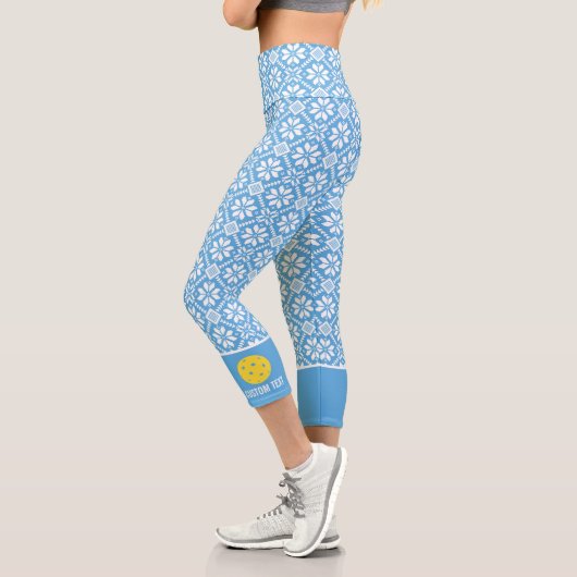 Leggings Capri Pickleball Imprimer mignon Hiver Snowflake Texte p (Gauche)