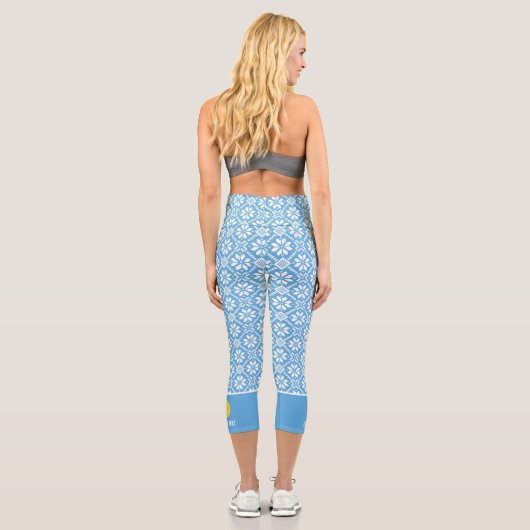 Leggings Capri Pickleball Imprimer mignon Hiver Snowflake Texte p (Verso)