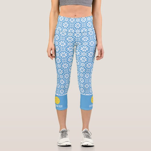 Leggings Capri Pickleball Imprimer mignon Hiver Snowflake Texte p (Recto)