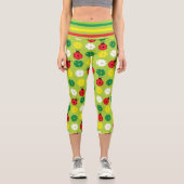 Leggings Capri Pickleball ladybugs et picklaballs sur vert frais (Recto)