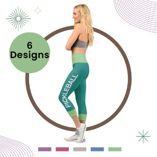 Leggings Capri Pickleball Personnalisé Sea Green High Waising