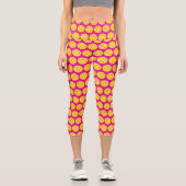 Leggings Capri Pickleball Player Pickleball Motif rose vif (Recto)