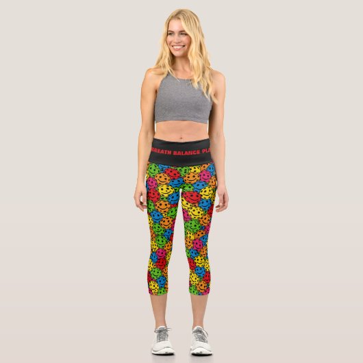 Leggings Capri Pickleball Yoga Équilibre de respiration Jouer (Recto)