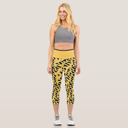 Leggings Capri Pics de montagne Abstraits - Jaune (Recto)