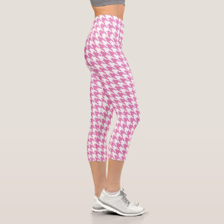 Leggings Capri Pied de fond rose et blanc