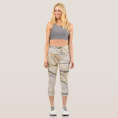 Leggings Capri Pierre de marbre texturée marron et noire (Recto)
