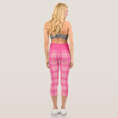 Leggings Capri Pilates Yoga Pink Check Personalized Text (Verso)