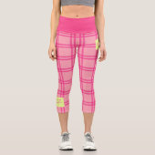 Leggings Capri Pilates Yoga Pink Check Personalized Text (Recto)
