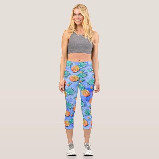 Leggings Capri Pineapples. Paint. Party. (Recto)