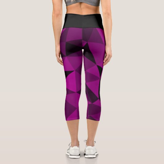Leggings Capri Pink black geometric mesh pattern (Verso)