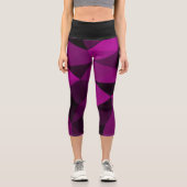 Leggings Capri Pink black geometric mesh pattern (Recto)