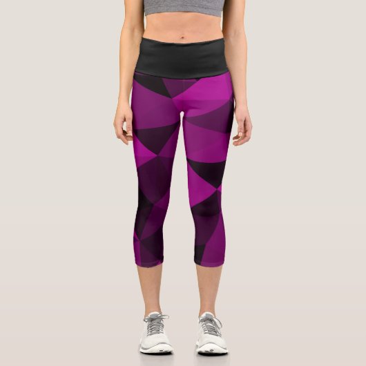 Leggings Capri Pink black geometric mesh pattern (Recto)