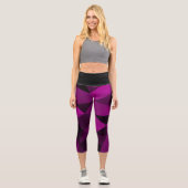 Leggings Capri Pink black geometric mesh pattern (Recto)
