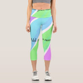 Leggings Capri Pink blue green stripes add name text message here (Recto)