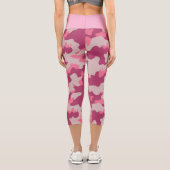 Leggings Capri Pink Camo Pattern High Waisted Capris (Verso)
