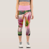 Leggings Capri Pink Daylily Floral (Recto)