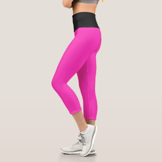 Leggings Capri Pink Haze Black High Waisted Yoga Capris