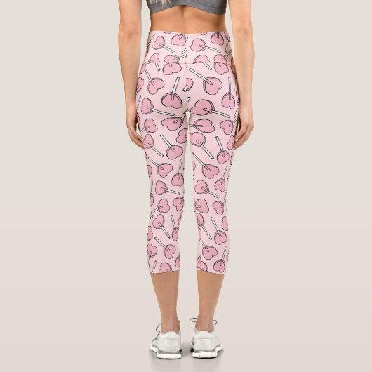 Leggings Capri Pink Lollipops, Heart Lollipops, Lollipop Pattern (Verso)