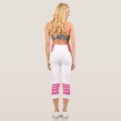 Leggings Capri Pink Retro Stripes and Minimalist Text (Verso)