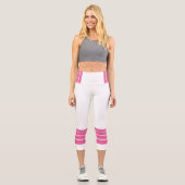 Leggings Capri Pink Retro Stripes and Minimalist Text (Recto)