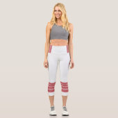 Leggings Capri Pink Retro Stripes and Text on Minimalist (Recto)