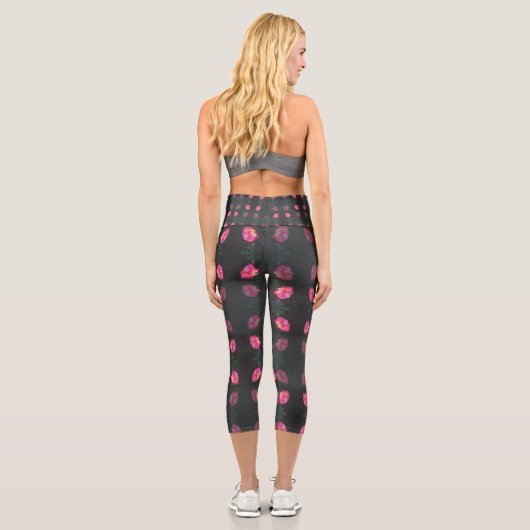 Leggings Capri Pink Rose Pattern (Verso)