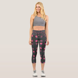 Leggings Capri Pink Rose Pattern