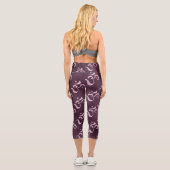 Leggings Capri Pink Sparkle Om Scattered Maroon Monochrome Tiedye (Verso)