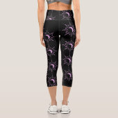 Leggings Capri Pink Sun Scattered Black Background (Verso)