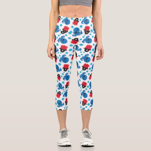 Leggings Capri Pirate Octopus, Motif de pieuvre, Animaux de mer (Recto)