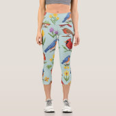 Leggings Capri Pixel Oiseaux et fleurs (Recto)