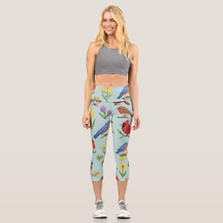 Leggings Capri Pixel Oiseaux et fleurs