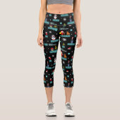 Leggings Capri Pixellit Joyeux Motif de Noël - Design rétro (Recto)