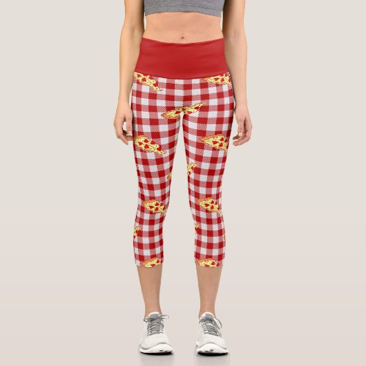 Leggings Capri pizza de coeur valentine rouge en vichy (Recto)
