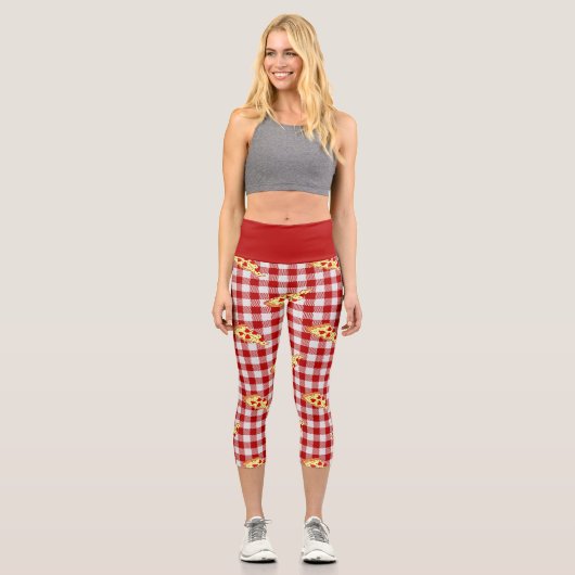 Leggings Capri pizza de coeur valentine rouge en vichy (Recto)