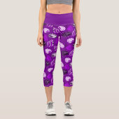 Leggings Capri plage de coquillages violets (Recto)