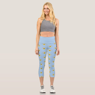 Leggings Capri Plage de repos Face Drôle Soleil amusant avec lune