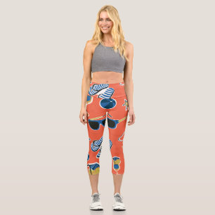 Leggings Capri Plage d'été : Relaxant Motif sans couture.