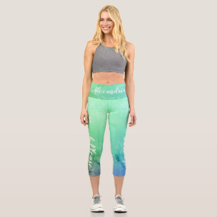 Leggings Capri Plage personnalisée S'il vous plaît Turquoise Blue