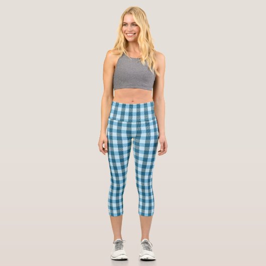 Leggings Capri Plaid bleu (Recto)