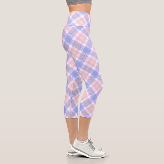 Leggings Capri Plaid bleu rose jaune (Droite)